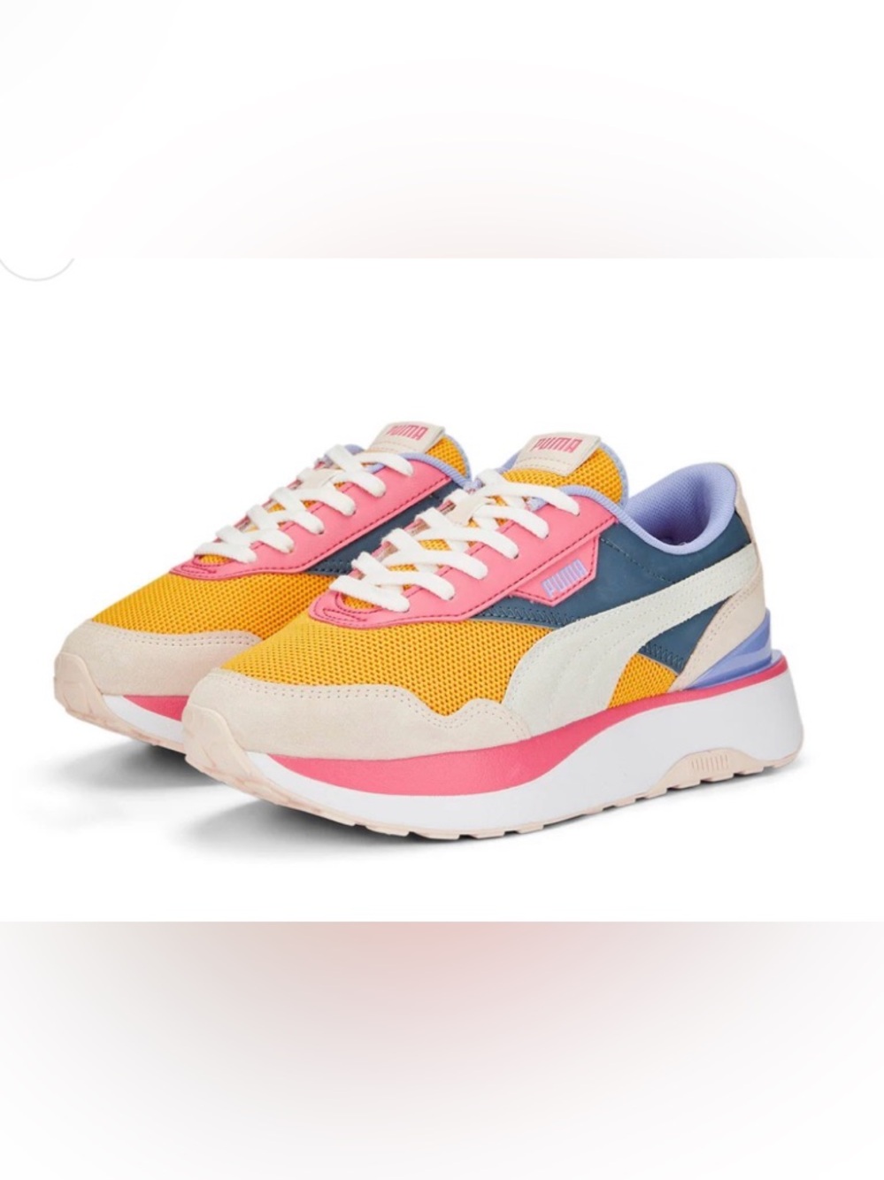 NWOT Women’s Puma Colorblock Low-Top Sneaker in Pink, Blue & Yellow